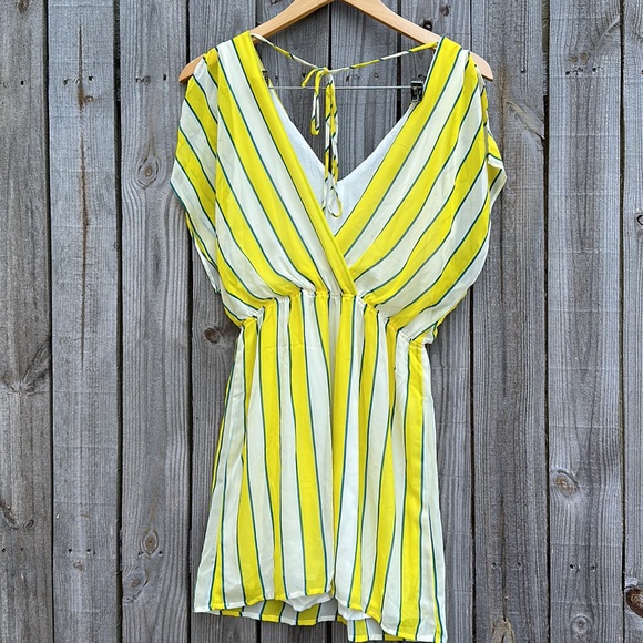EUC Jealous Tomato Yellow, Cream and Navy Striped Dress - Picture 2 of 16